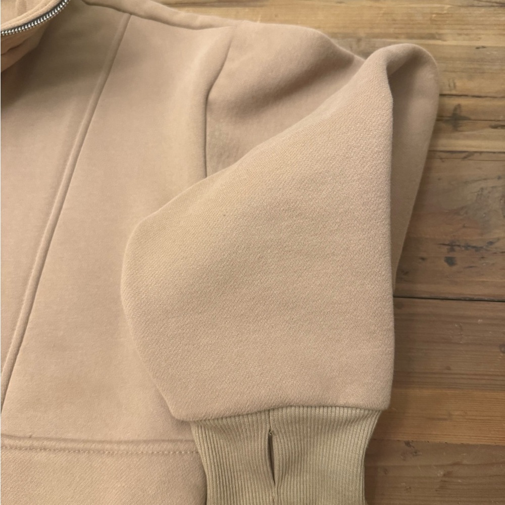 Women’s Tan Quarter-Zip Pullover Sweatshirt Size Large - Picture 3 of 10